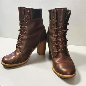 Timberland Dark Burgandy Heeled Lace-Up Boots